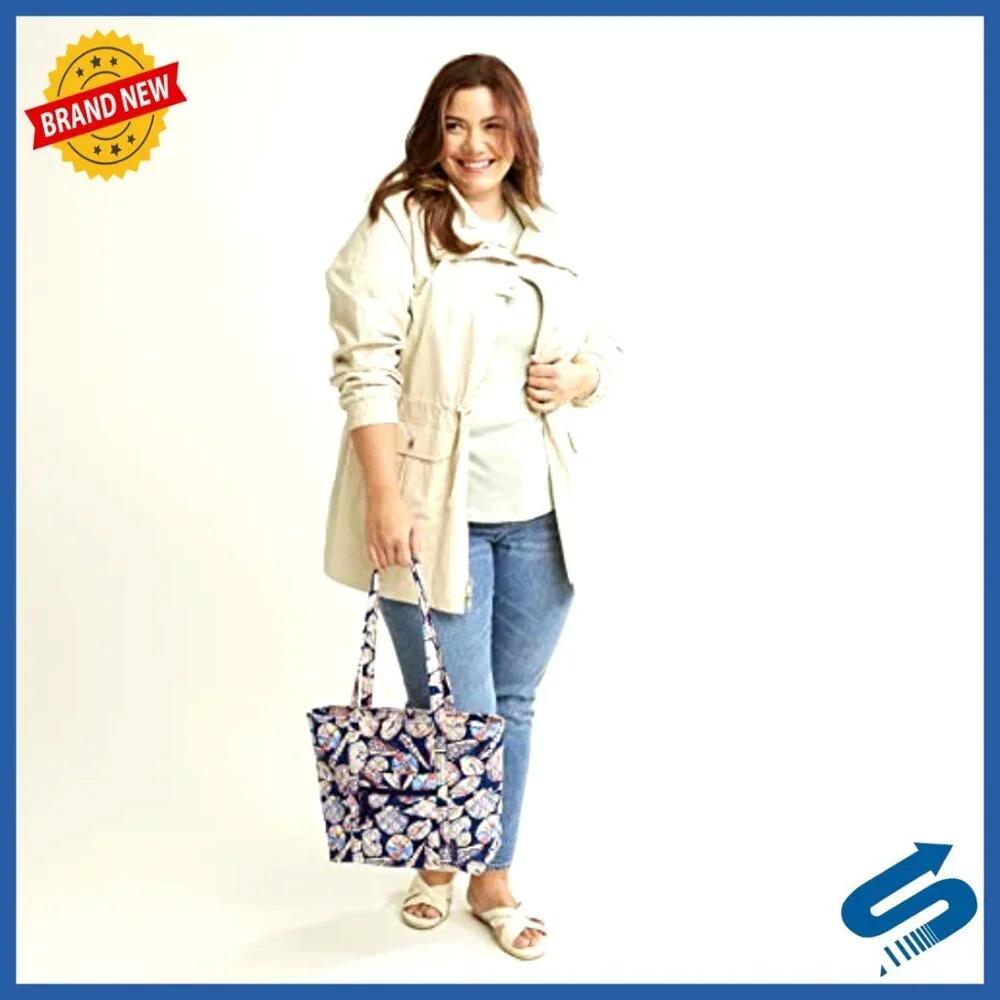 Small Quilted Cotton Tote Bag with Multiple Pockets, Machine Washable